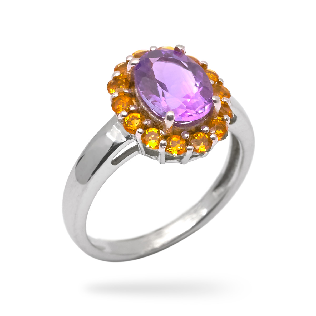 Bague amethyste, citrine argent Neela